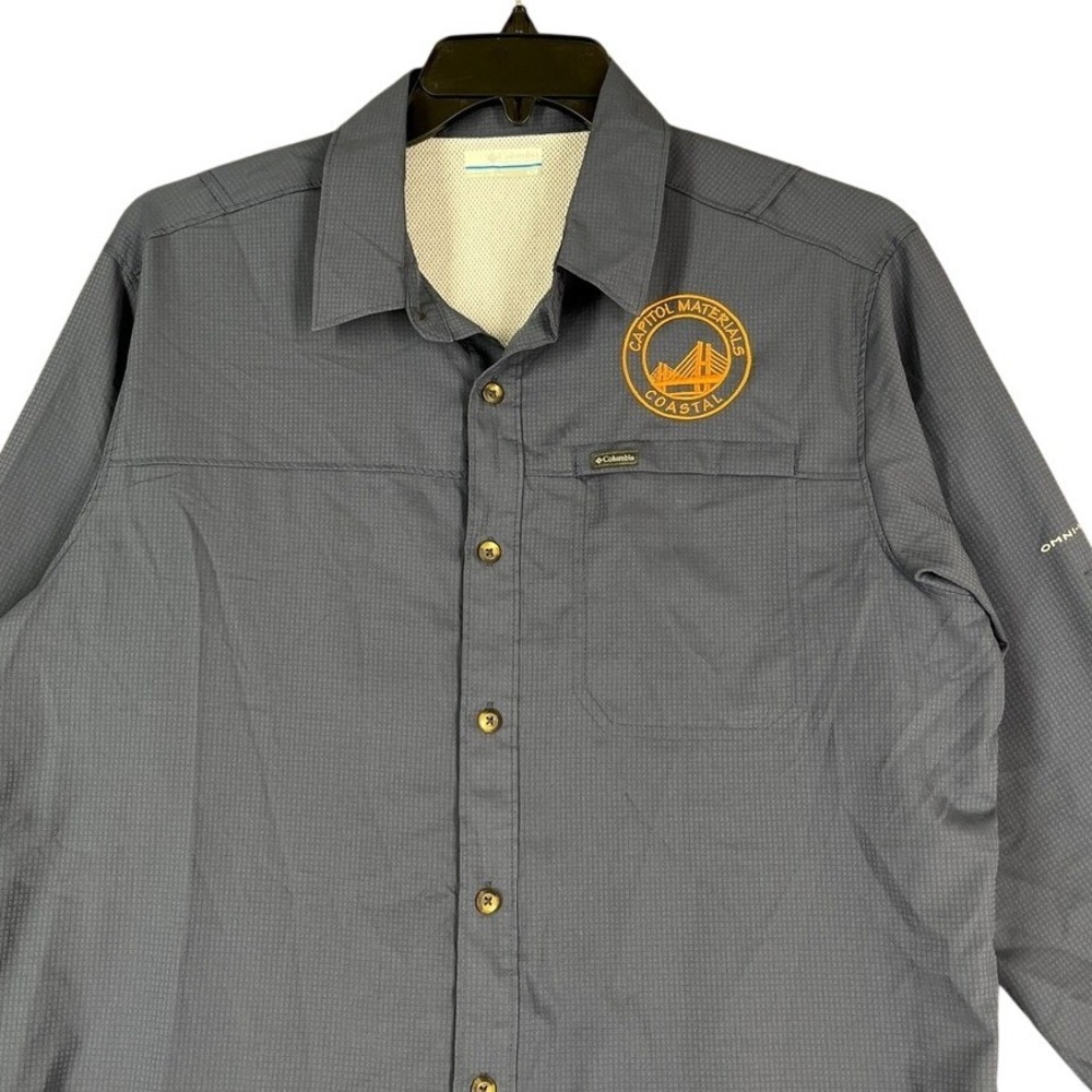 Columbia Shirt Mens‎ M Blue Performance Fishing Omni Wick South Carolina Coastal